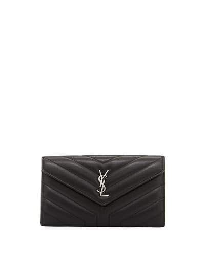 loulou monogram ysl continental v flap wallet|ysl monogram large wallet.